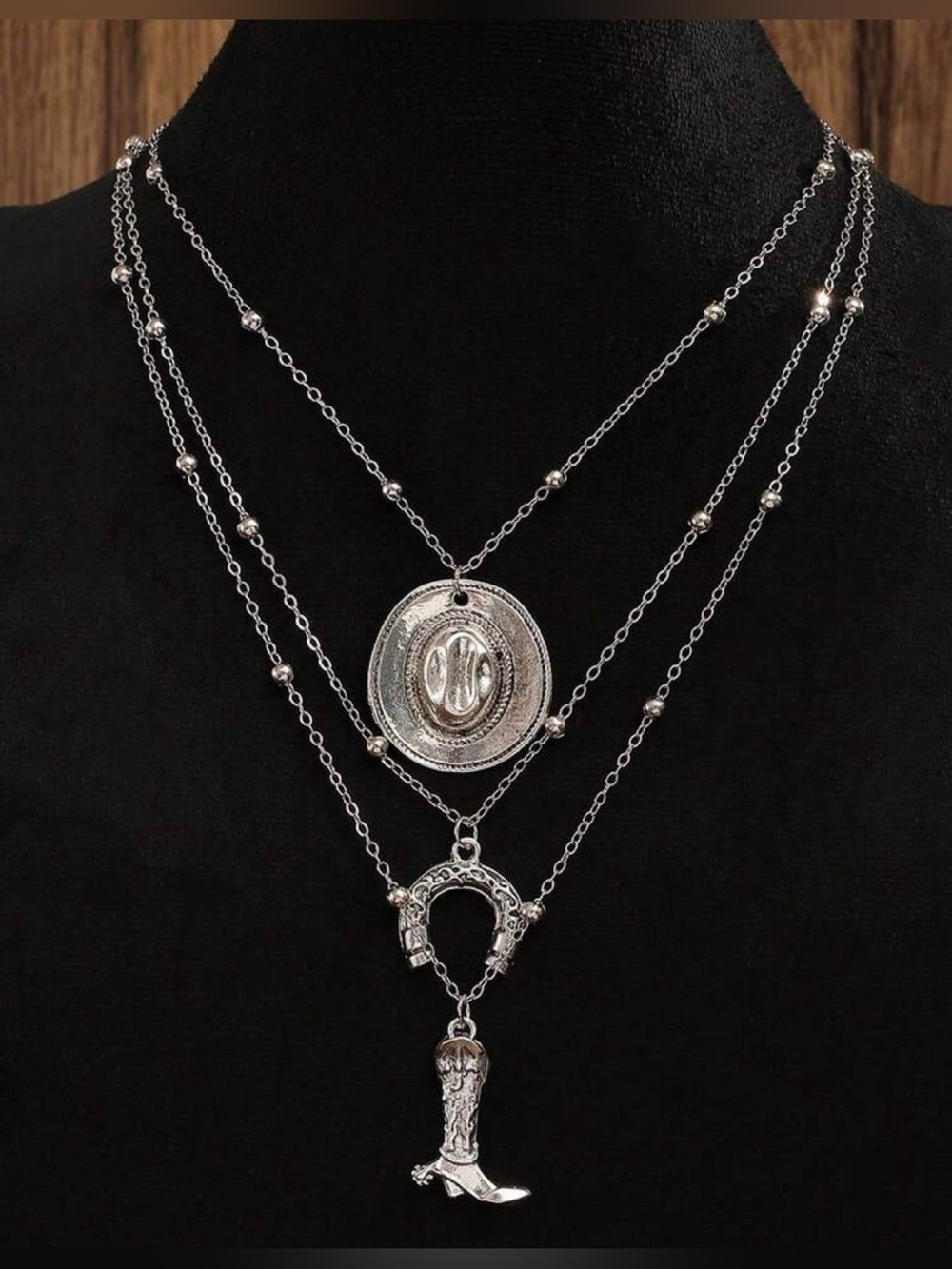 Layered Western Silver-Tone Pendant Necklace - Women Jewelry